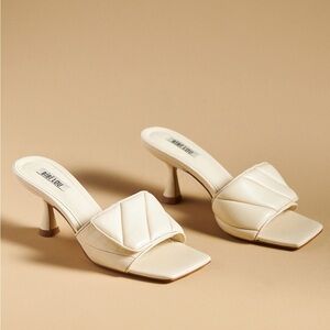 Bibi Lou Anthropology Puff Leather Mule Heels Ivory Size 38 New Bottega Style